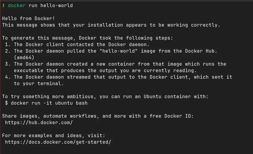 docker run hello-world output